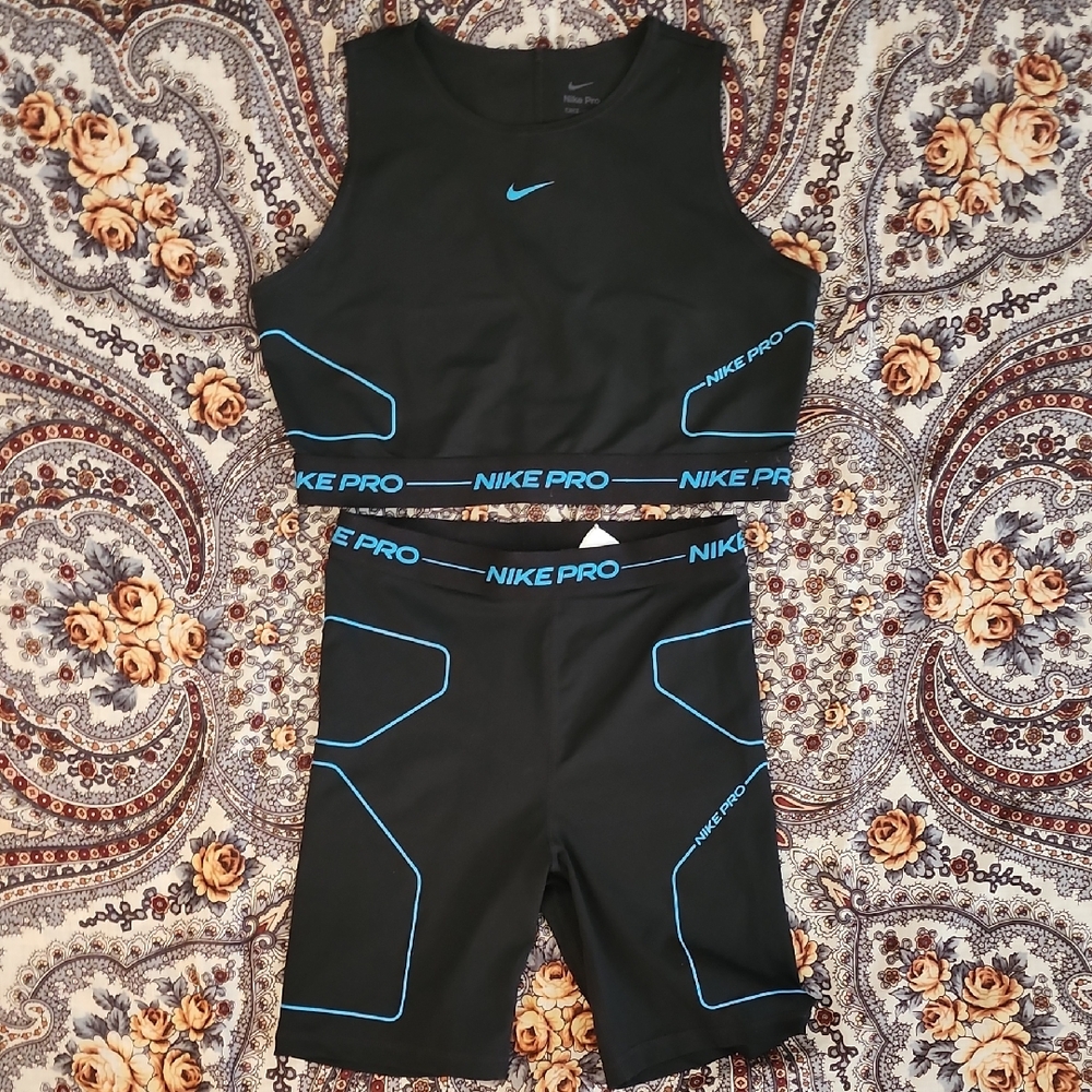 Nike Pro Black Set with Blue Highlights
